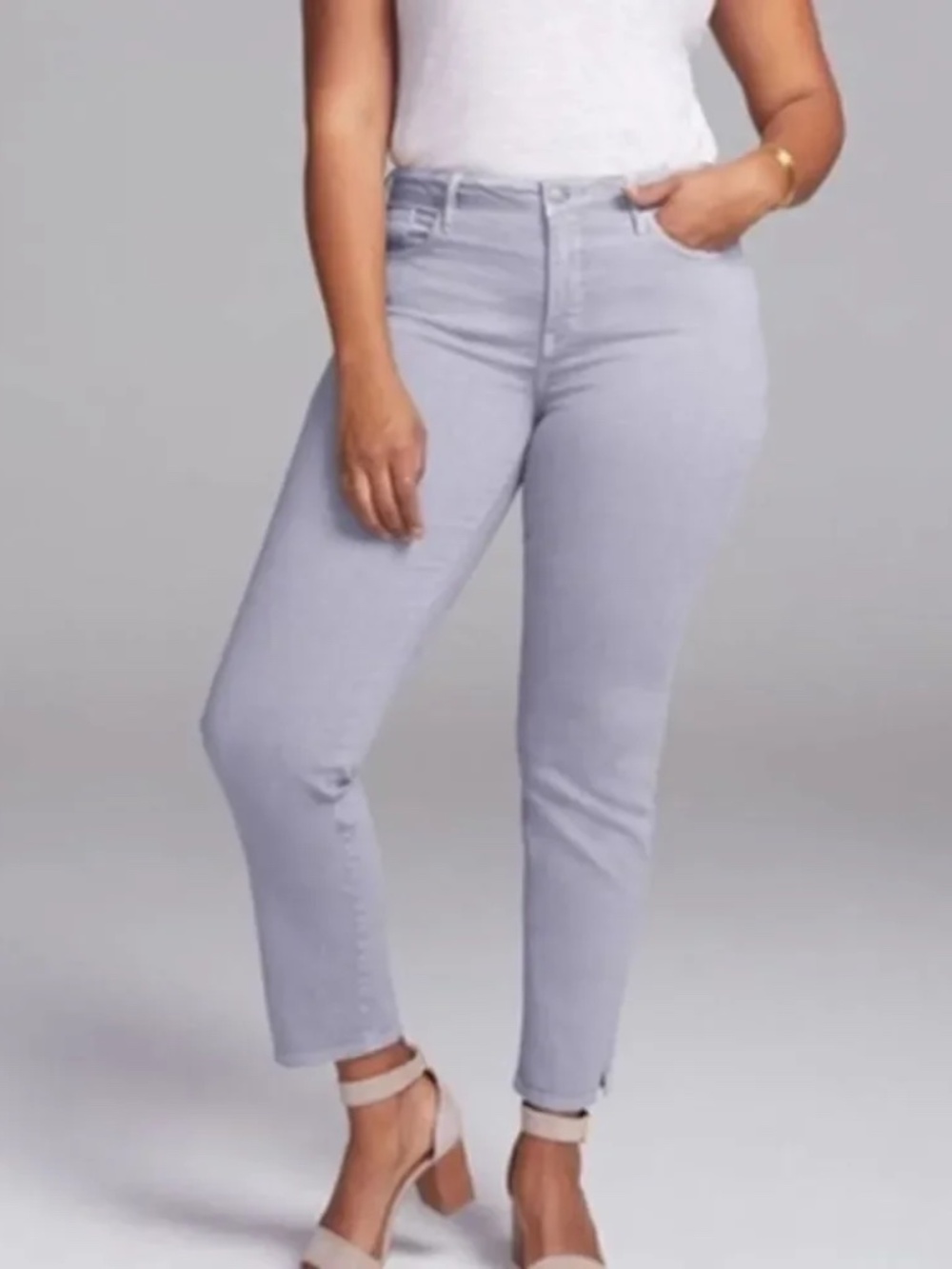 NYDJ Curves 360 Slim Straight Leg Ankle Jeans in Mineral Gray Plus Size 26 NWT
